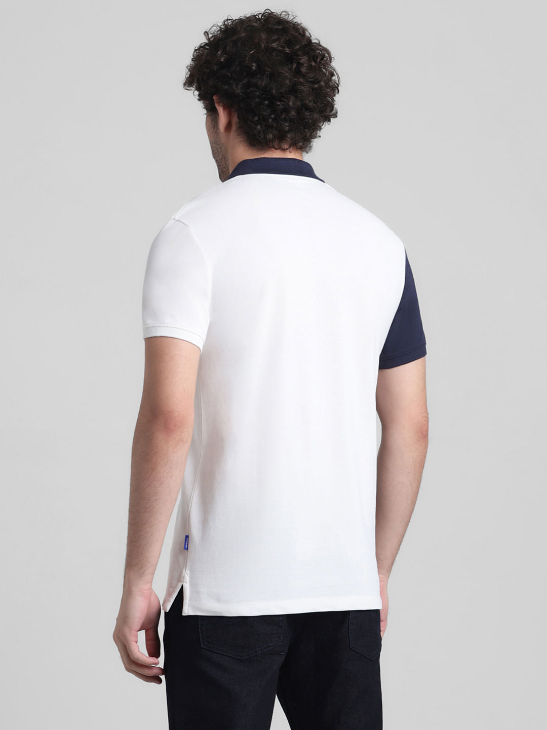 White Vertical Striped Cotton Polo