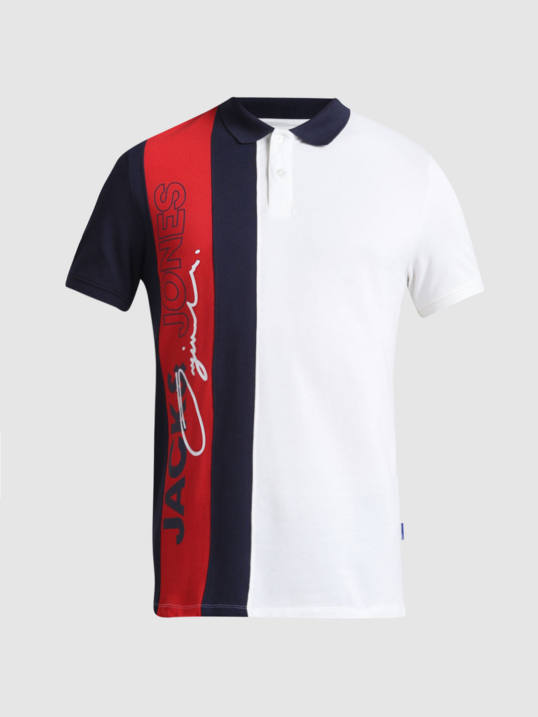 White Vertical Striped Cotton Polo
