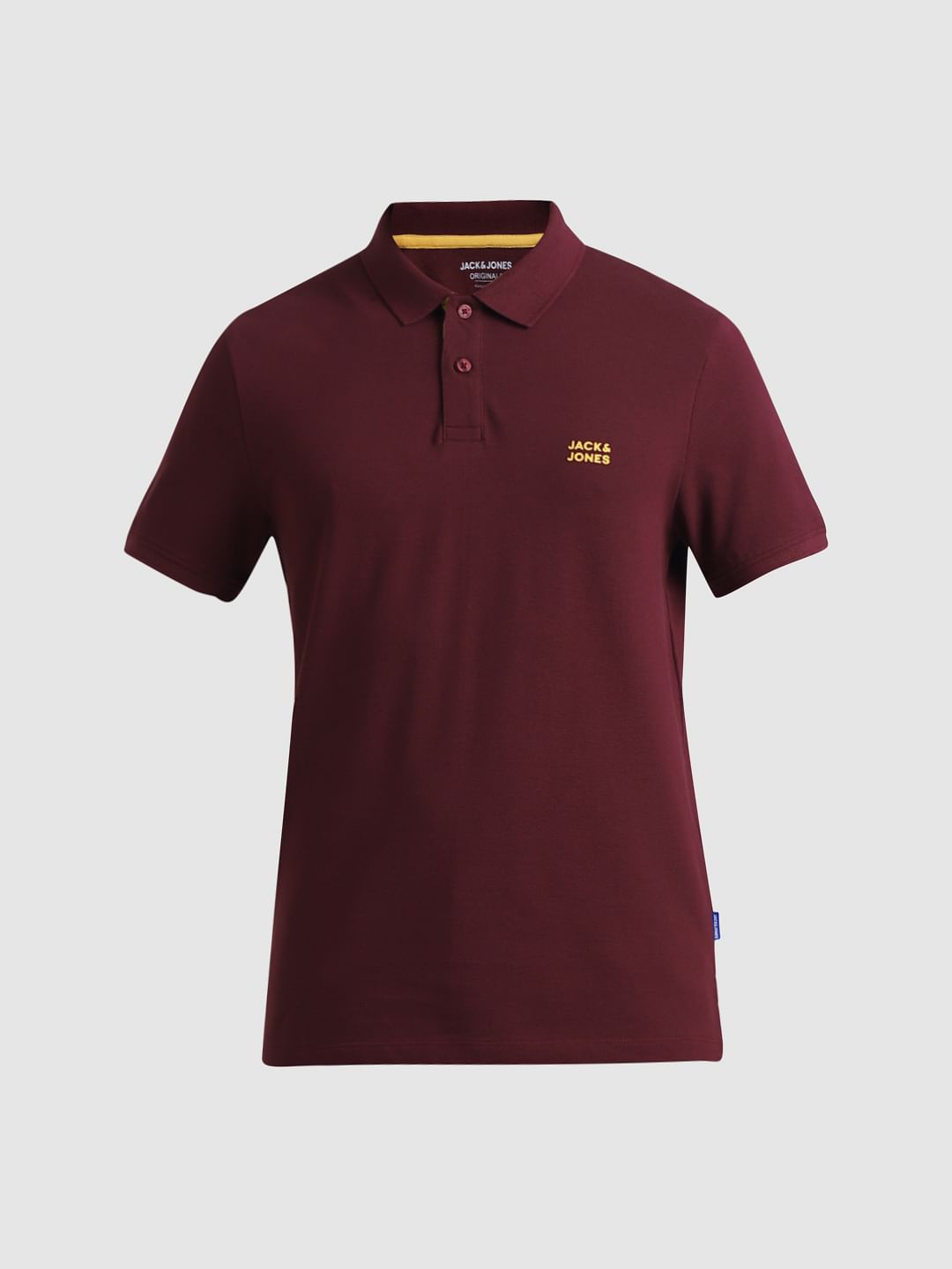 Maroon Logo Text Cotton Polo