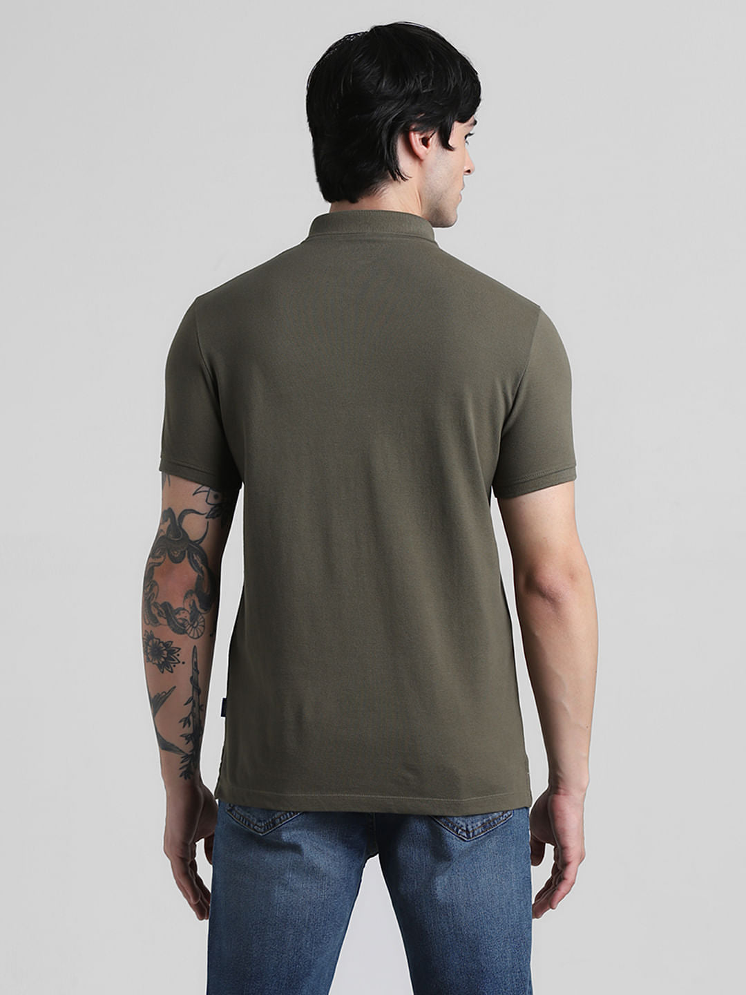 Green Logo Text Cotton Polo