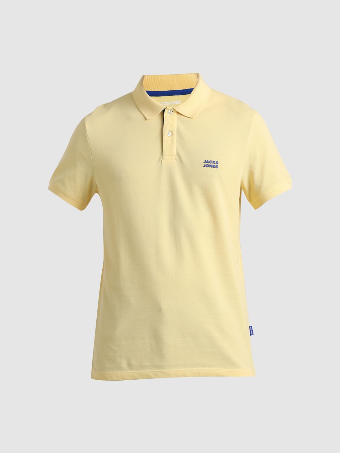 Yellow Logo Text Cotton Polo