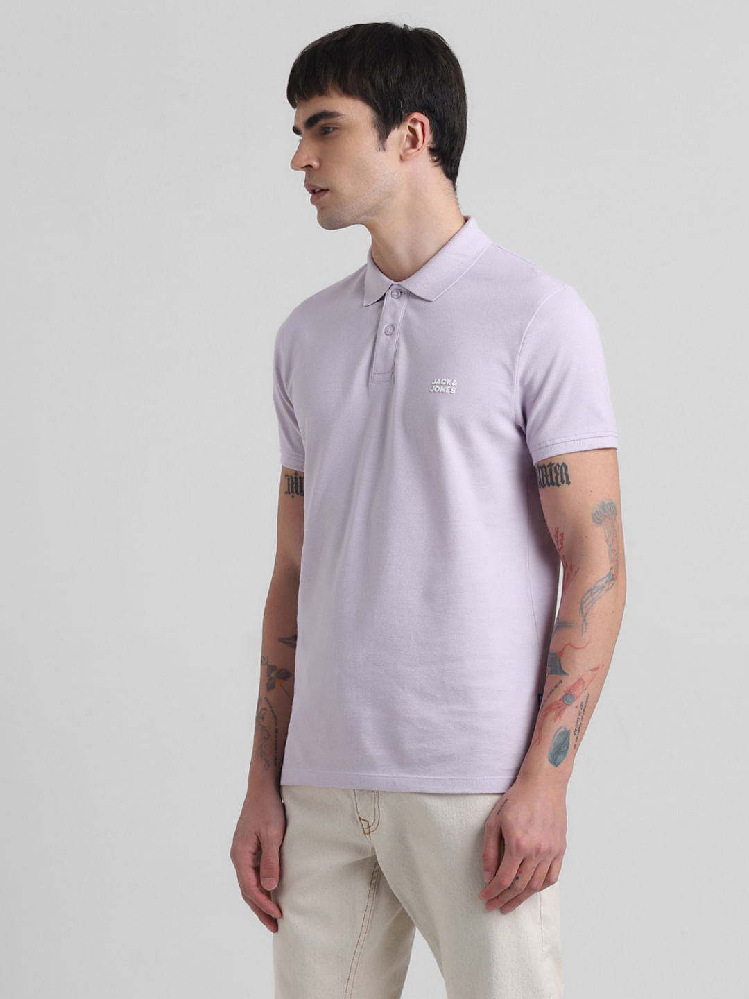 Lilac Logo Text Cotton Polo