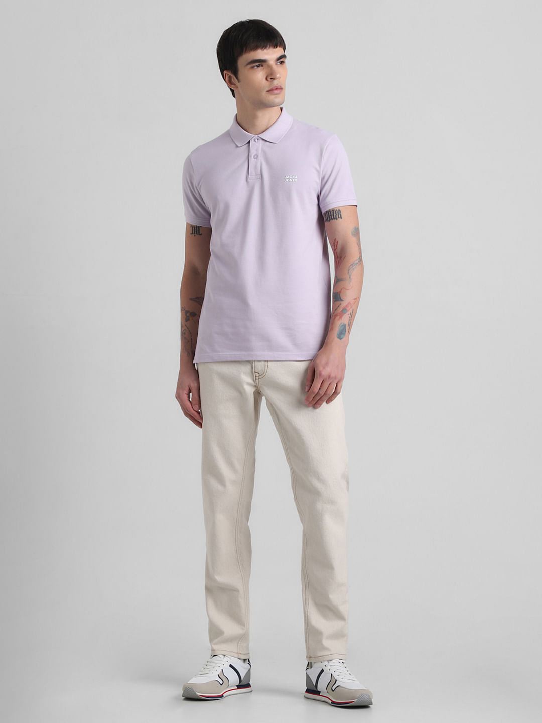 Lilac Logo Text Cotton Polo