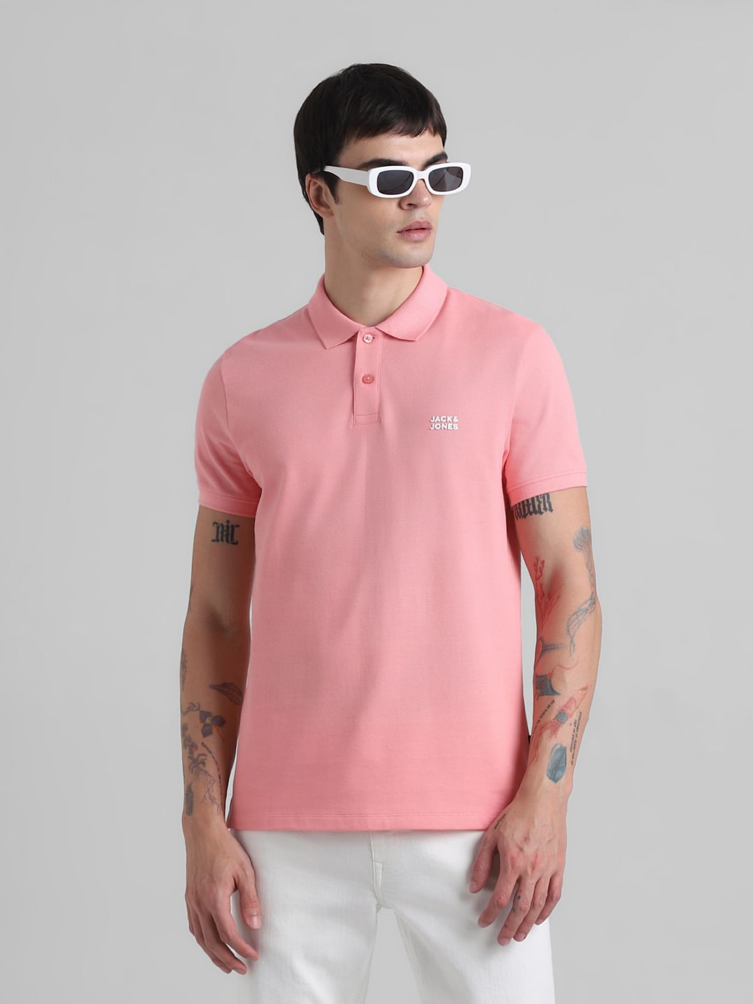 Pink Cotton Polo T-shirt