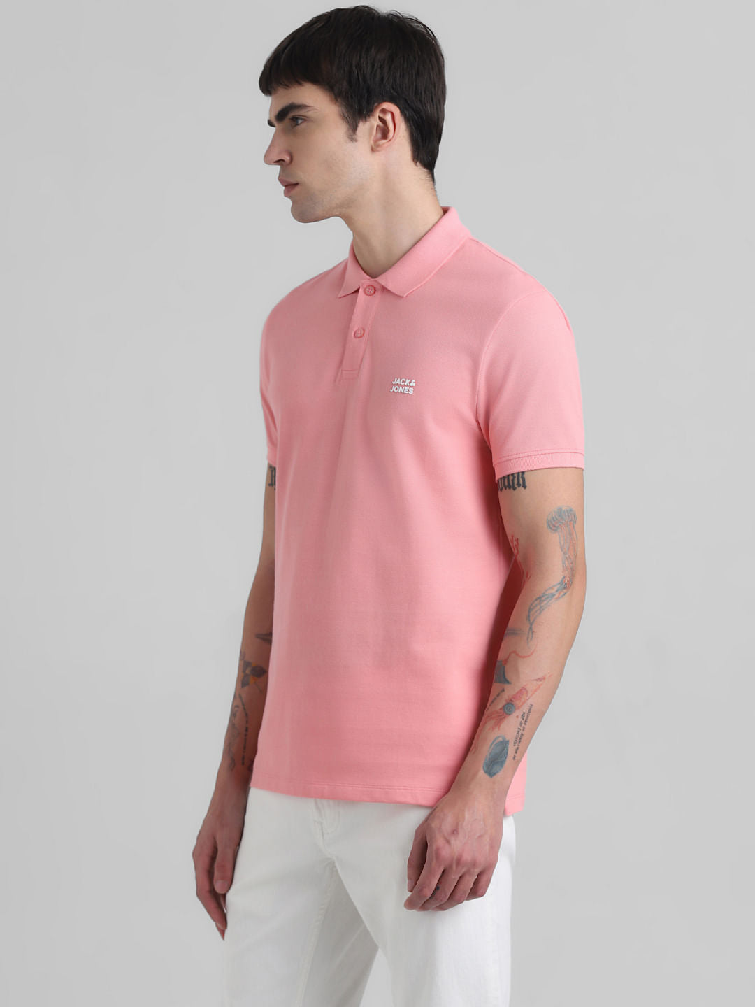 Pink Cotton Polo T-shirt