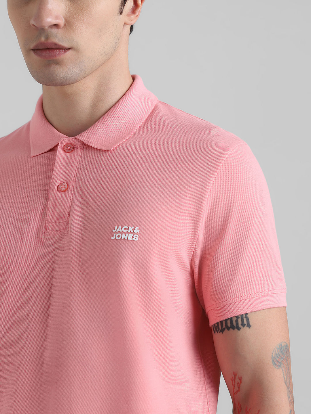 Pink Cotton Polo T-shirt