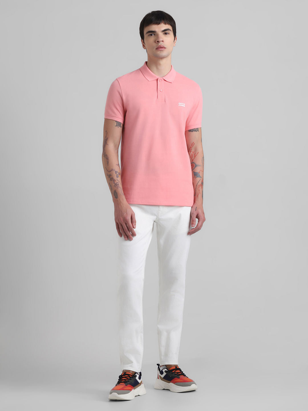 Pink Cotton Polo T-shirt