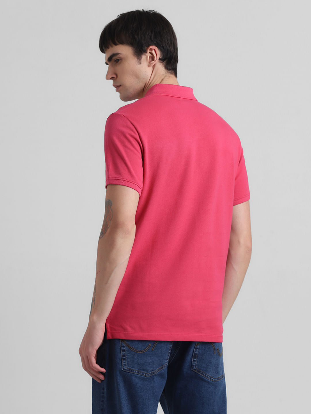 Red Logo Text Cotton Polo