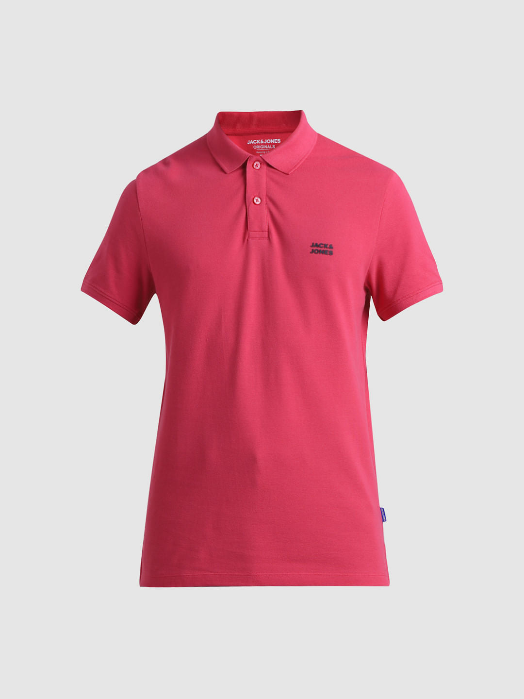 Red Logo Text Cotton Polo