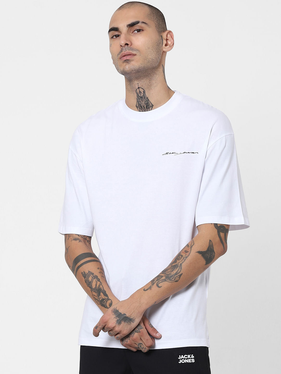 White Scream Print Crew Neck T-shirt