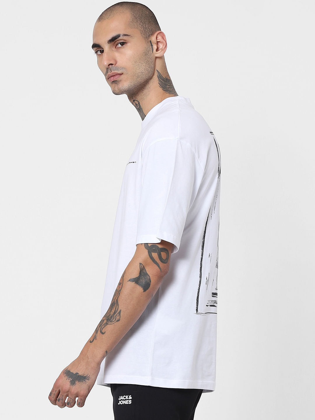 White Scream Print Crew Neck T-shirt