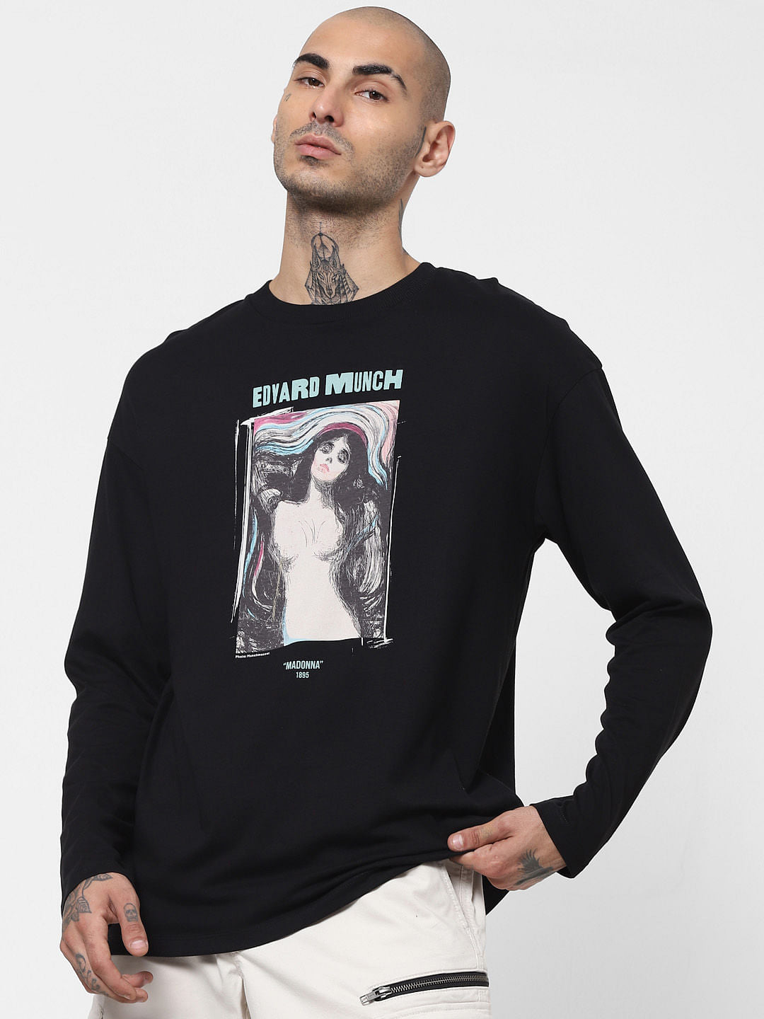 Black Edvard Munch Madonna Full Sleeves T-shirt