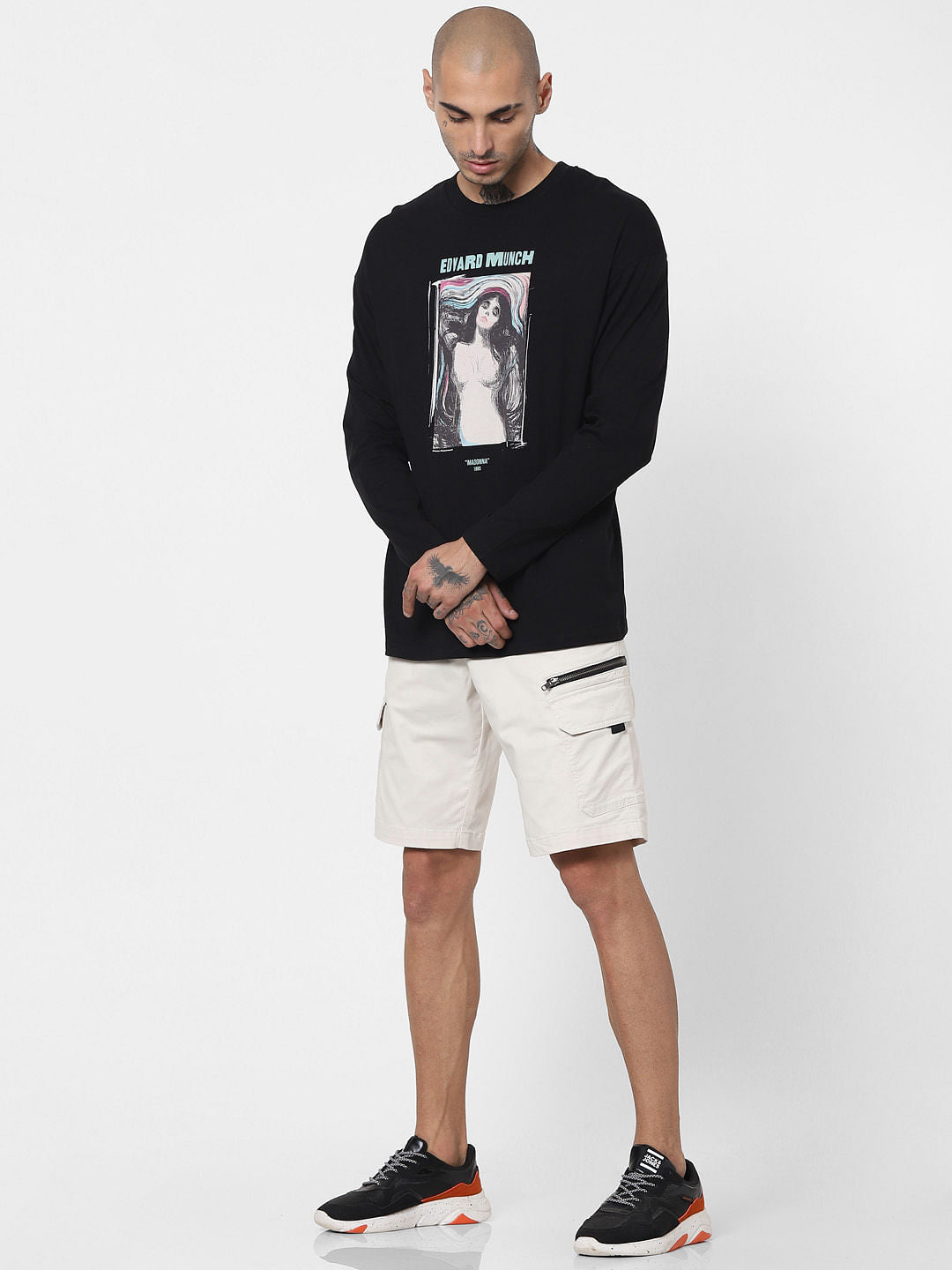 Black Edvard Munch Madonna Full Sleeves T-shirt
