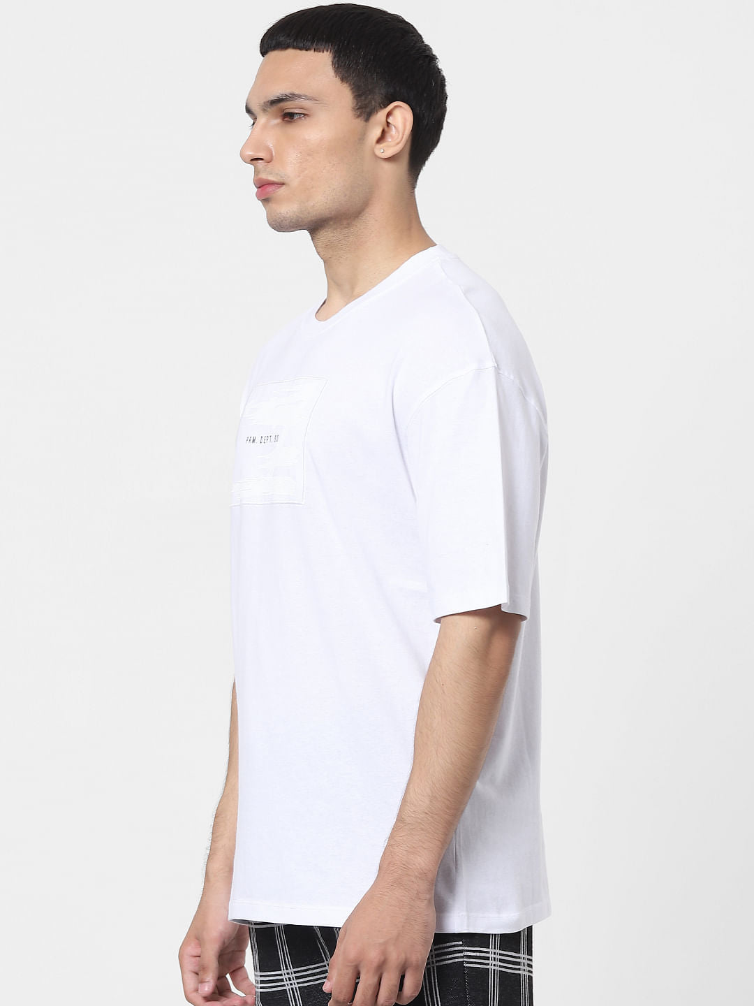 White Text Print Crew Neck T-shirt