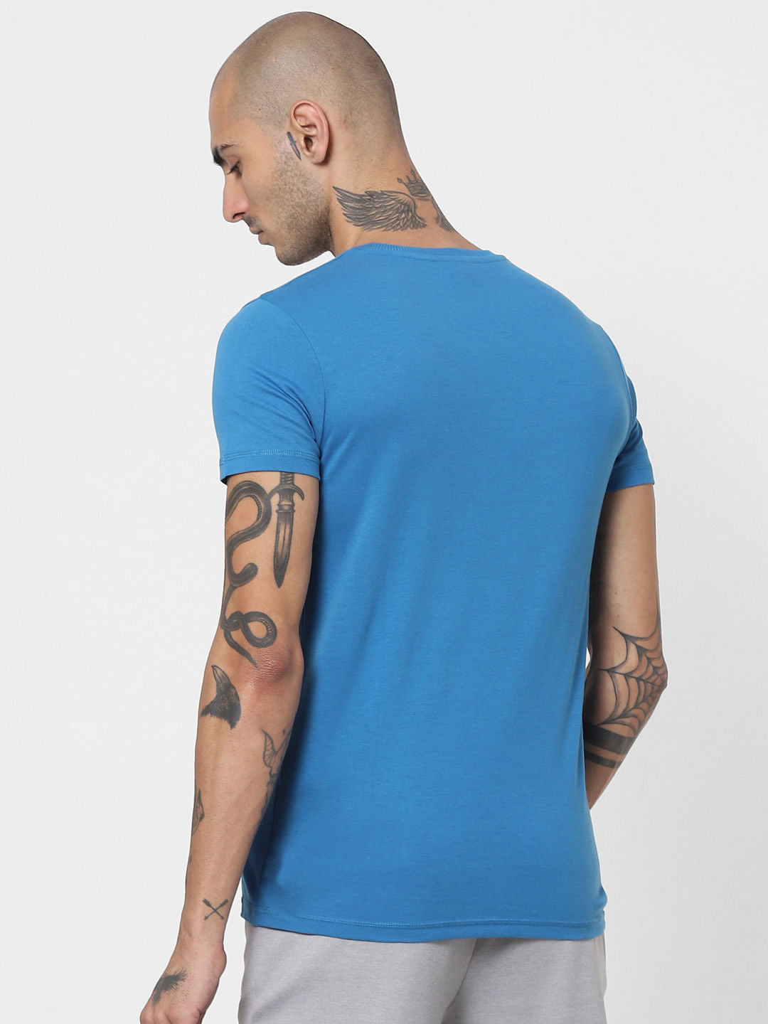 Blue Graphic Print Crew Neck T-shirt