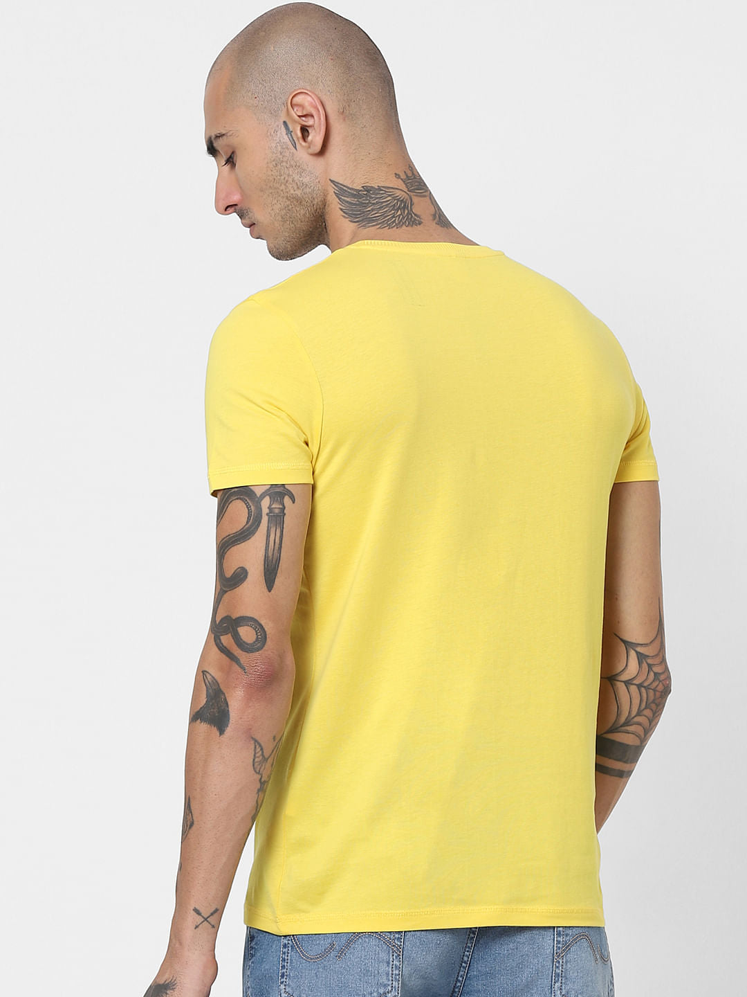 Yellow Graphic Print Crew Neck T-shirt