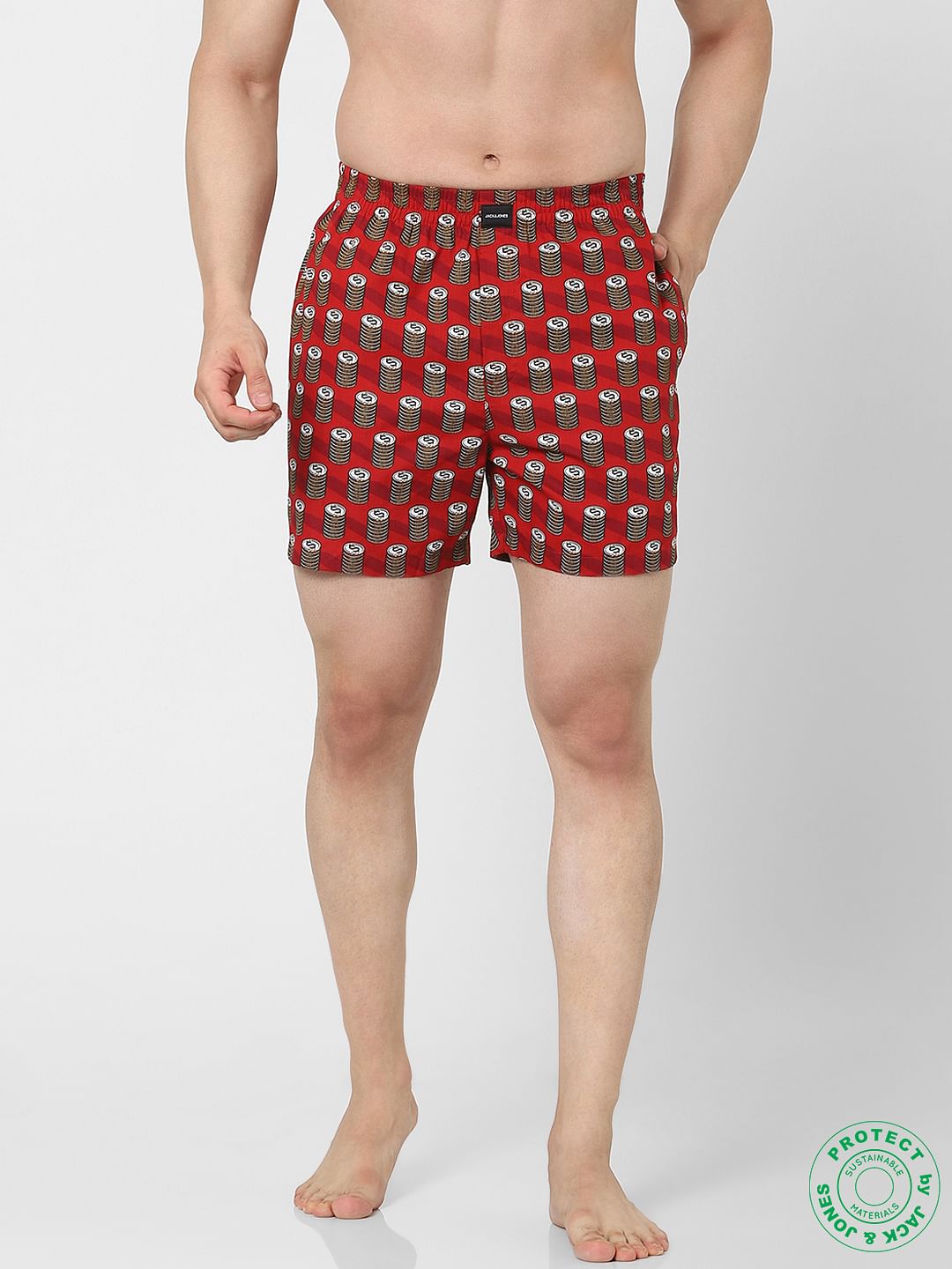 Red Dollar Print Boxers - S