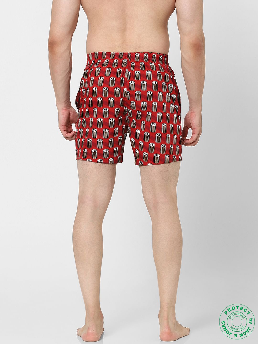 Red Dollar Print Boxers