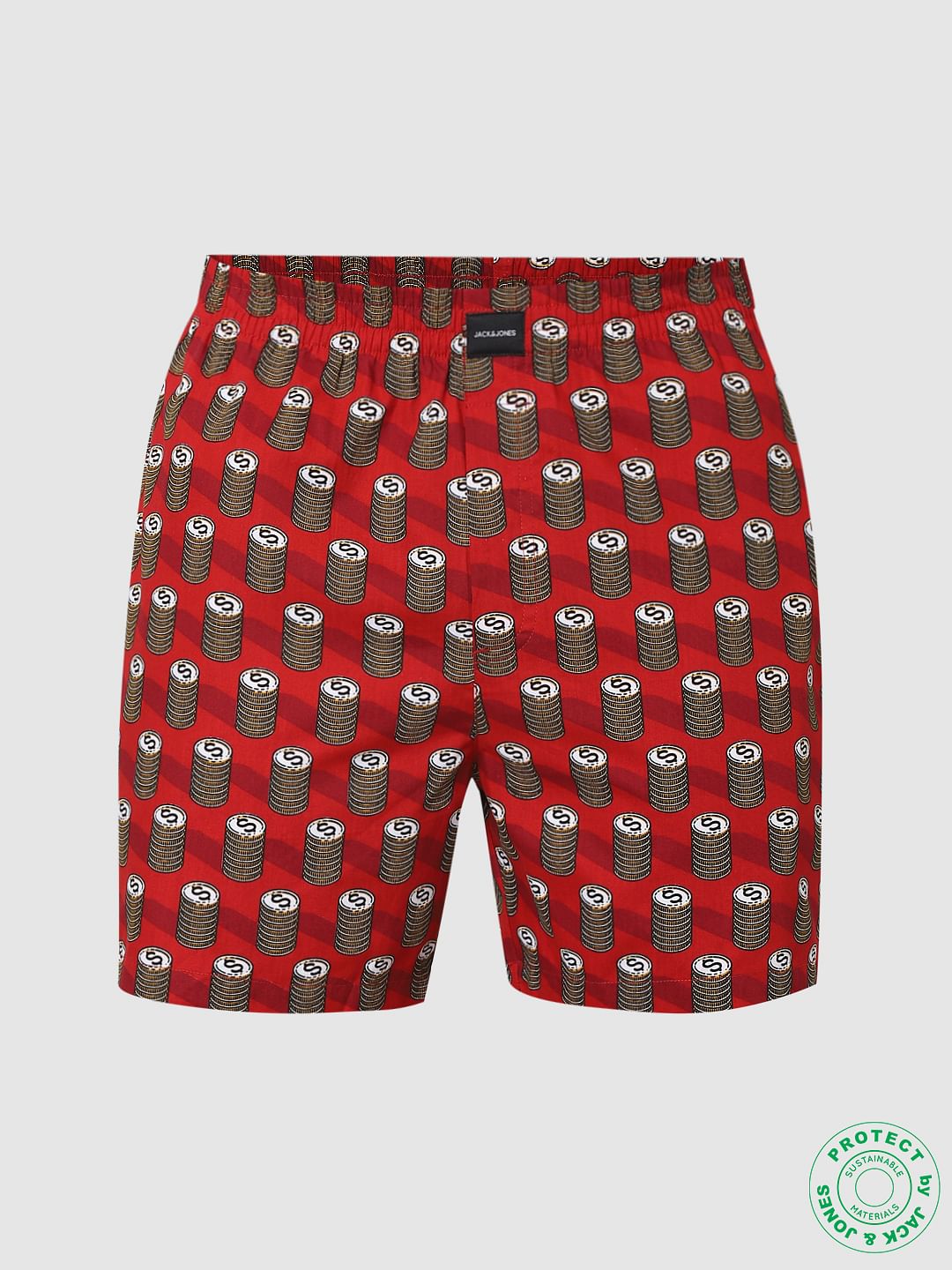 Red Dollar Print Boxers