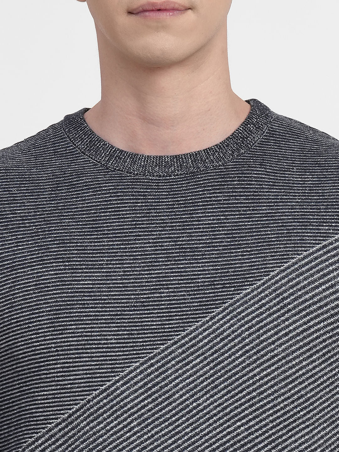 Navy Blue Colourblocked Pullover