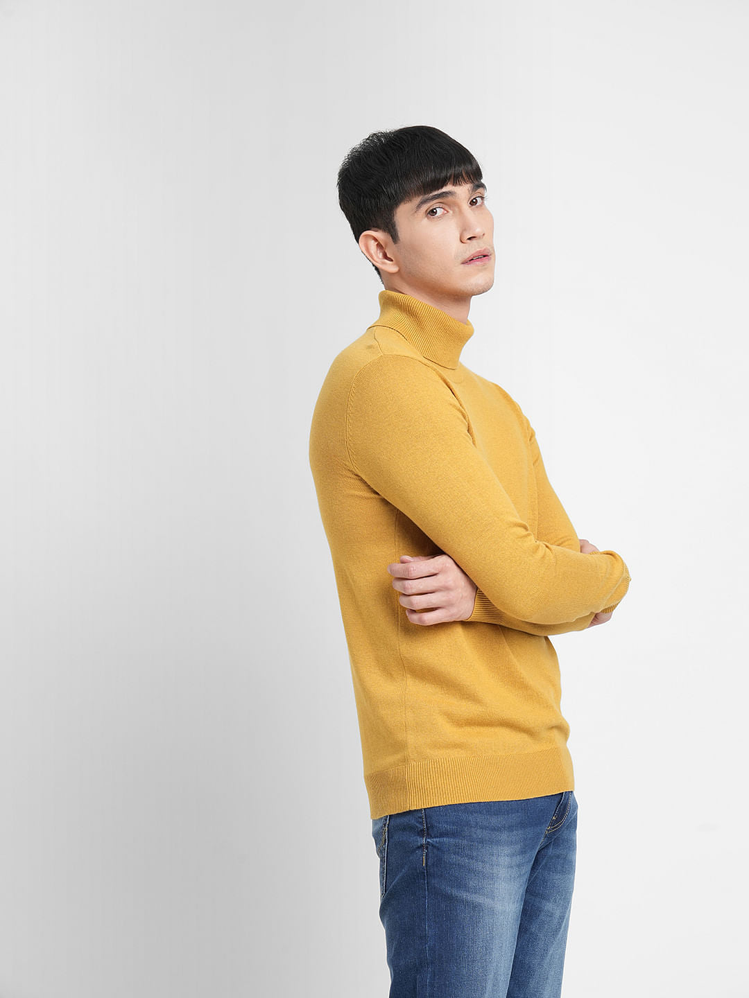 Yellow Roll Neck Pullover