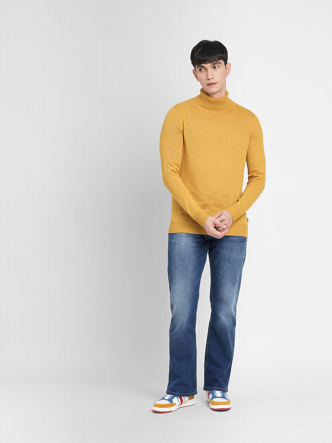 Yellow Roll Neck Pullover