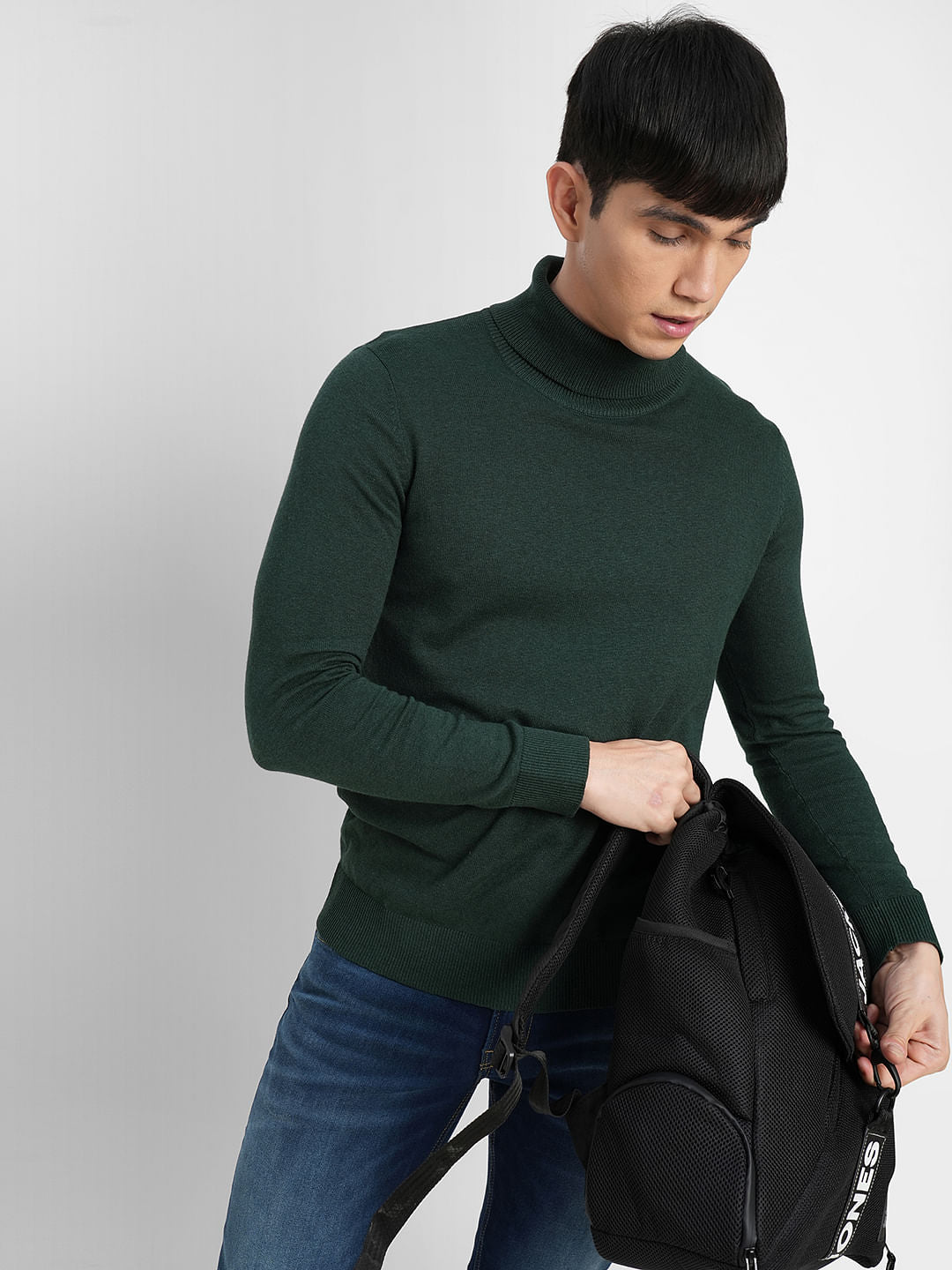 Green Roll Neck Pullover - S