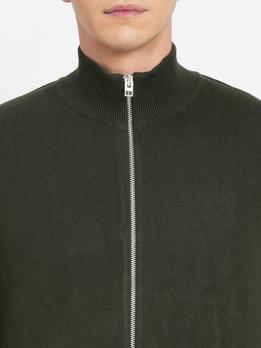 Green Zip-Up Cardigan