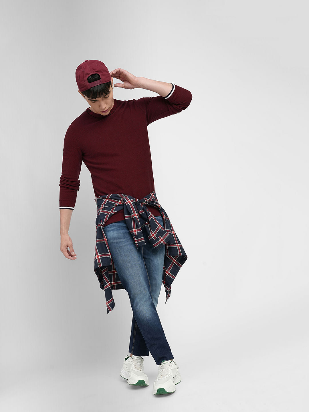 Dark Red Cotton Pullover - S