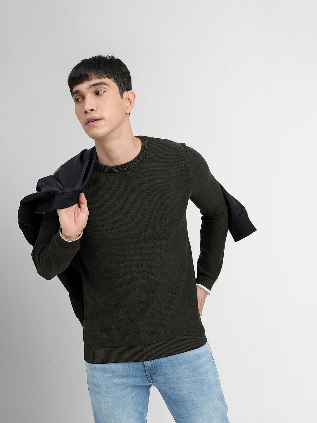 Dark Green Cotton Pullover - S