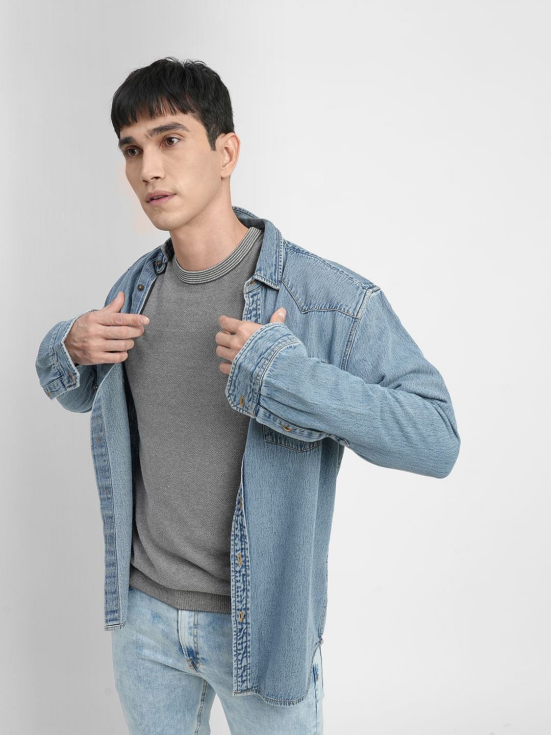 Grey Cotton Pullover - S