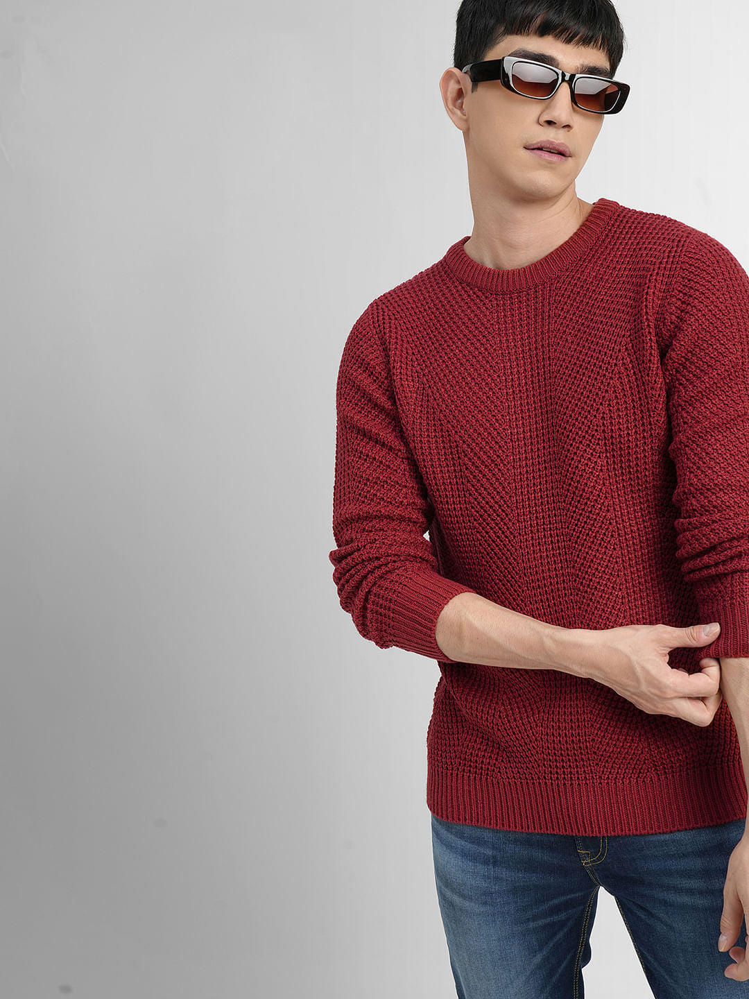 Red Textured Sweater - S