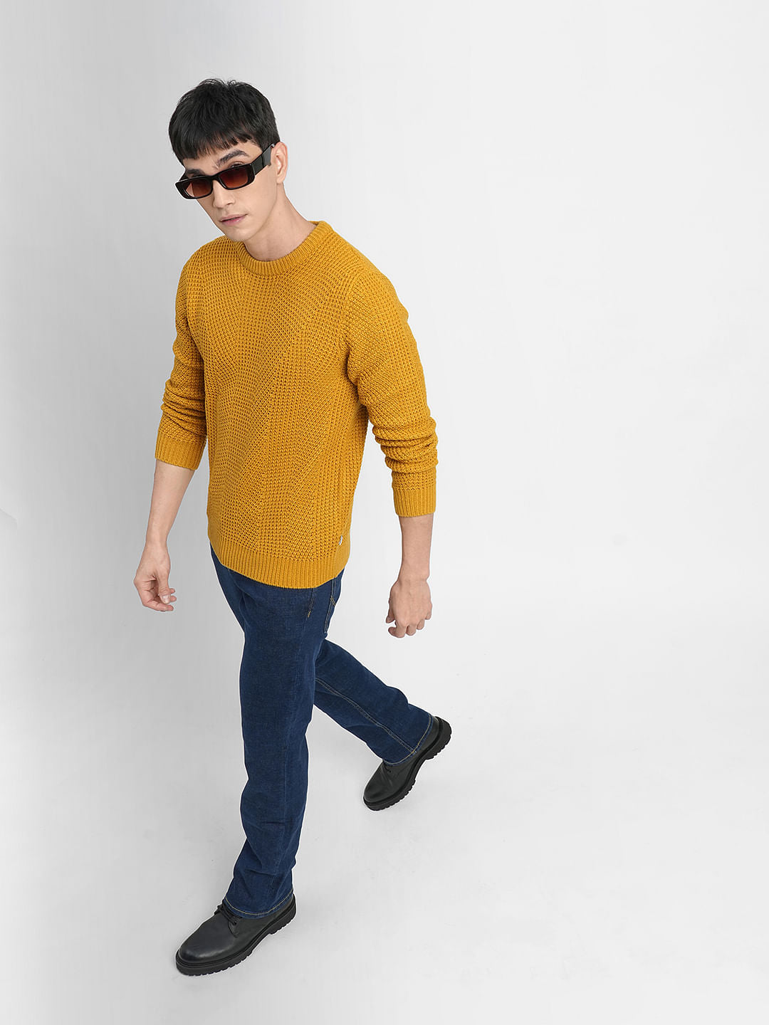 Mustard Textured Pullover - S