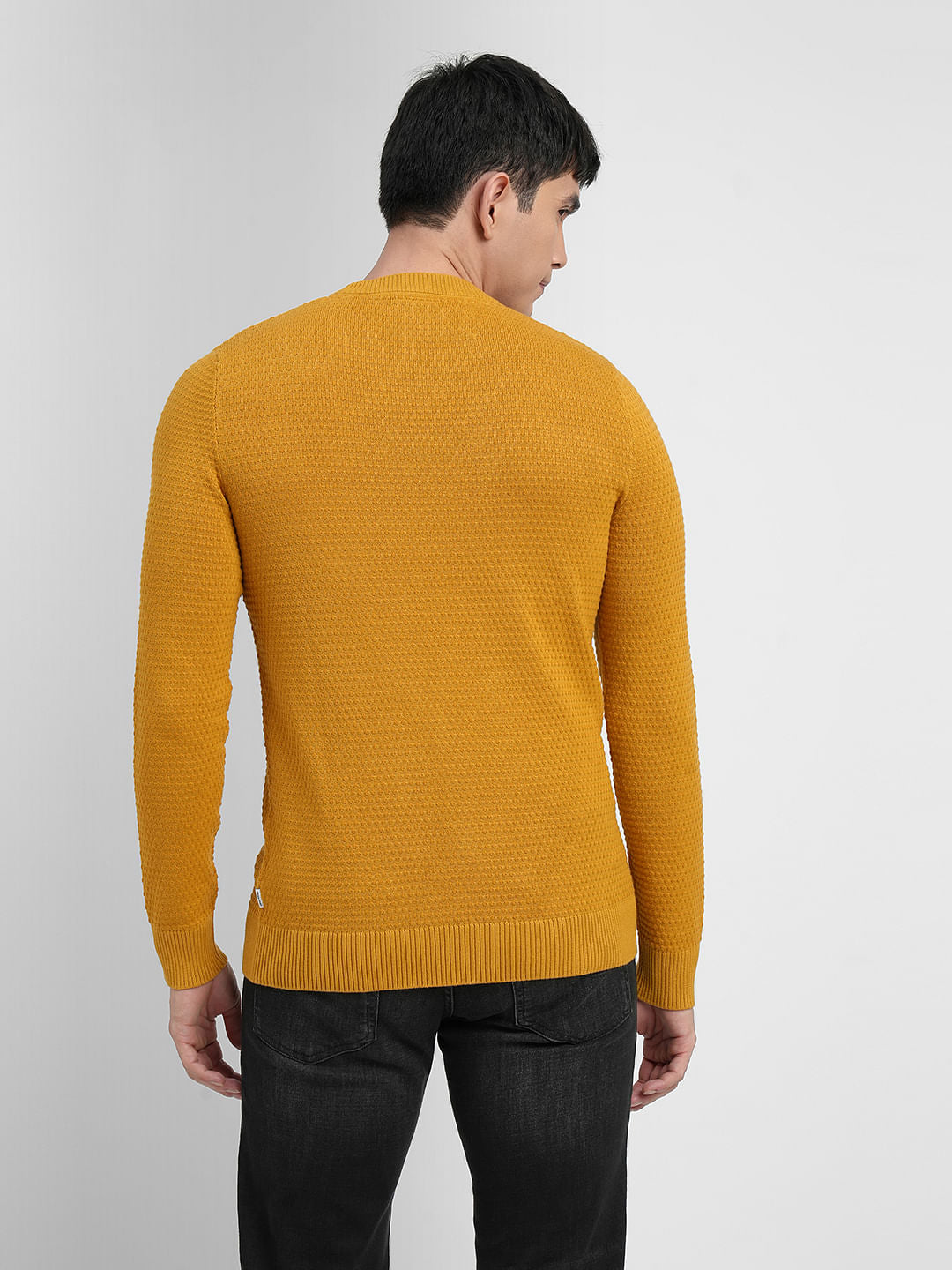 Mustard Textured Cotton Sweater