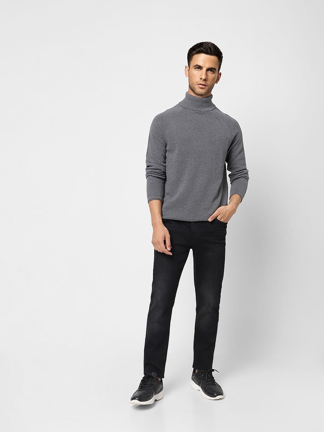 Grey High Neck Pullover