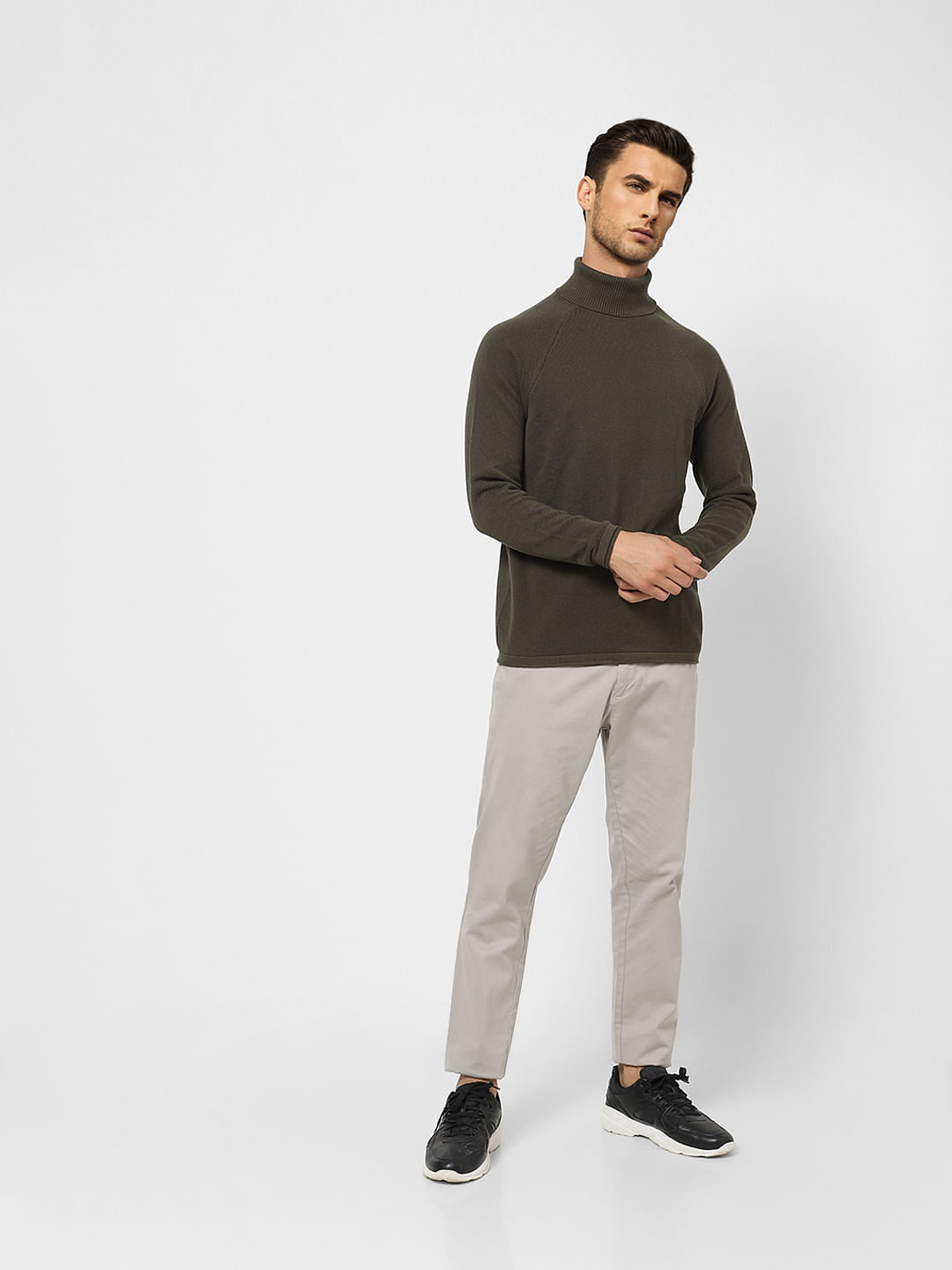 Olive Green Roll Neck Pullover