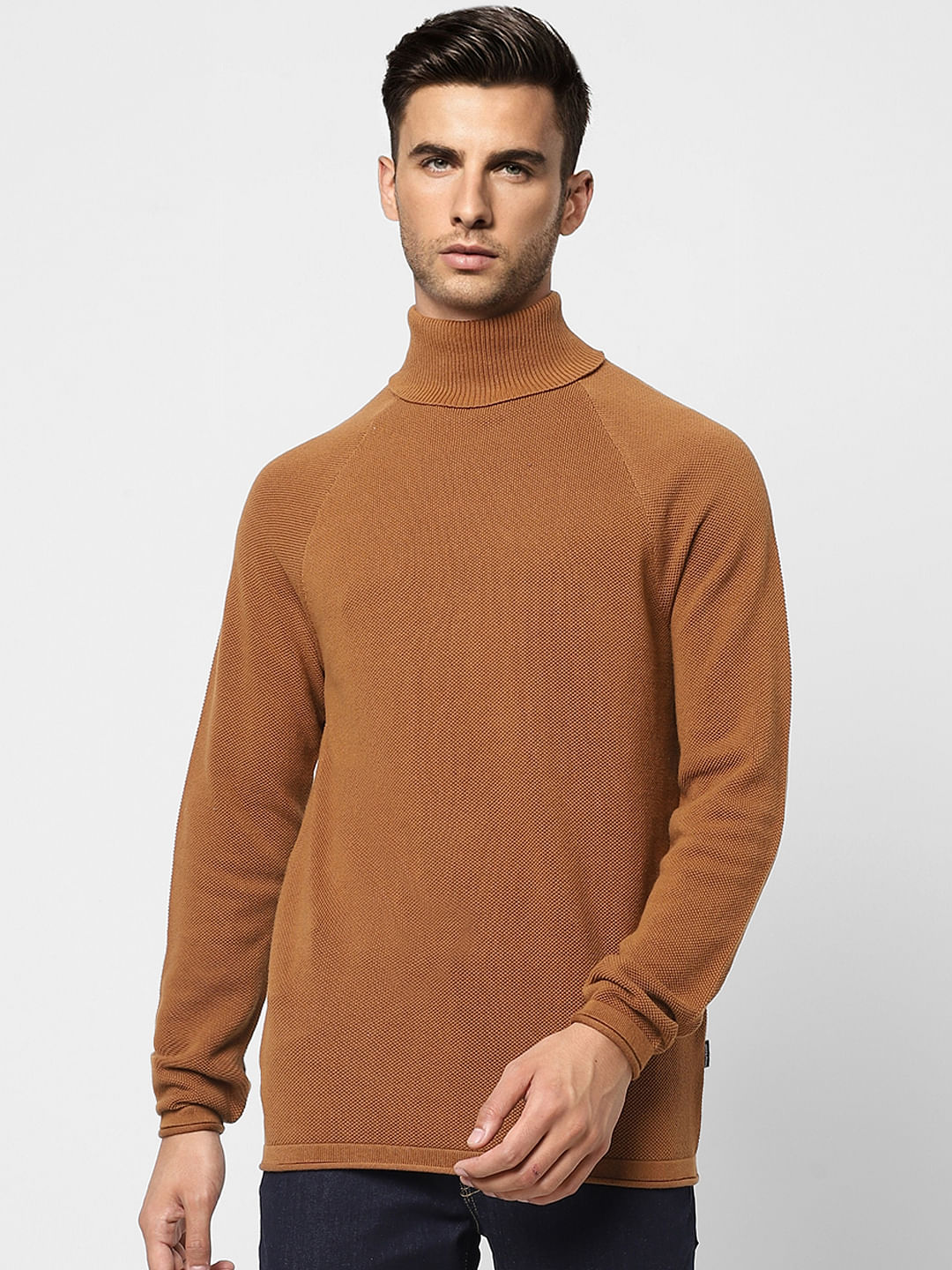 Brown Roll Neck Pullover