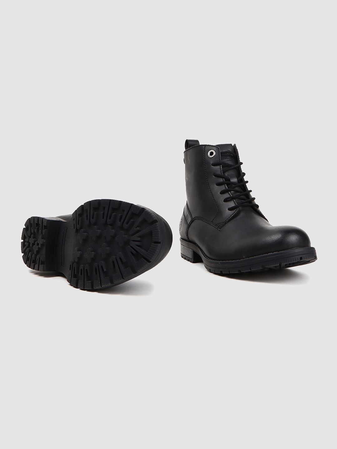 Black Leather Boots - 6