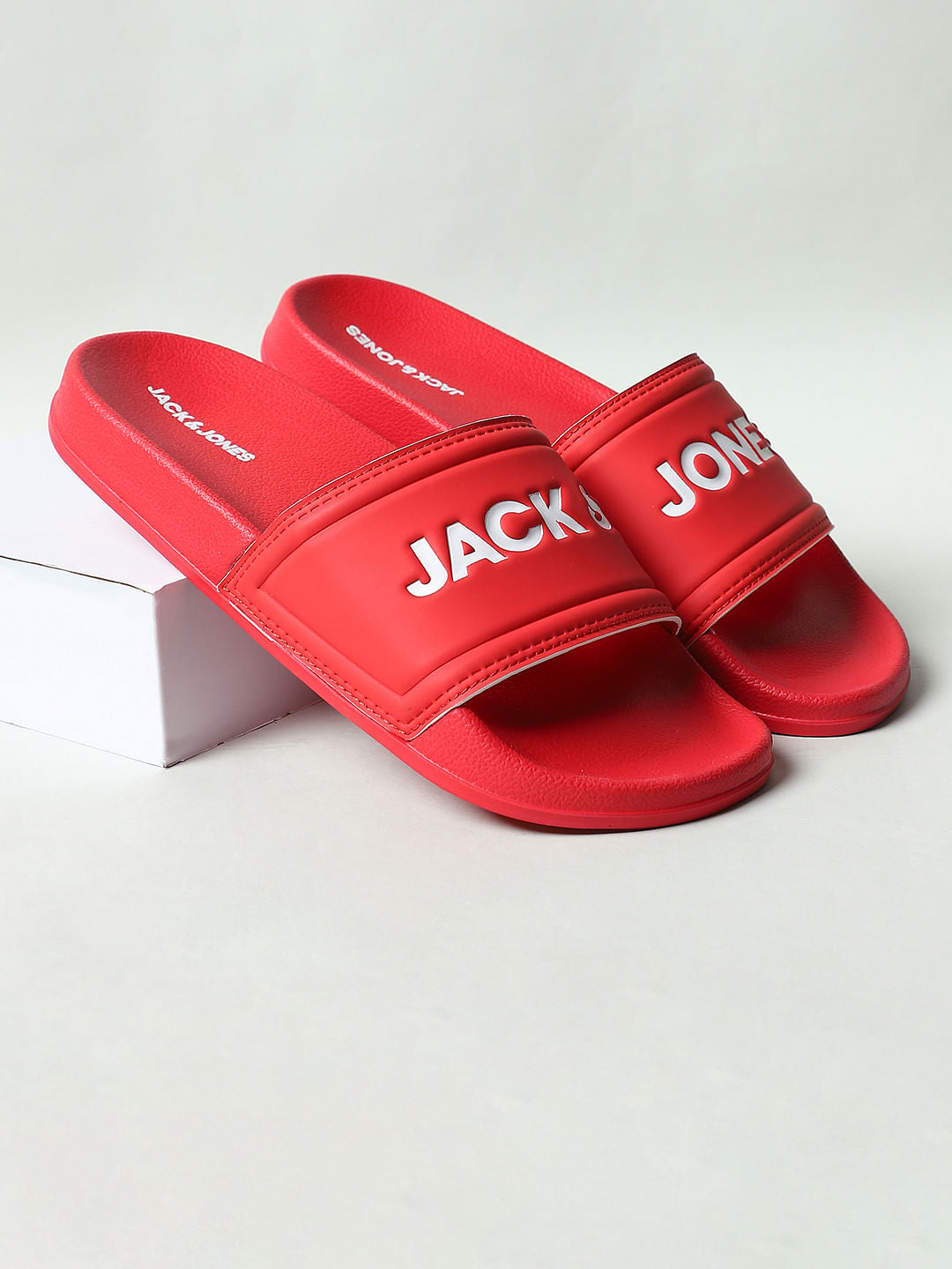 Red Logo Print Sliders