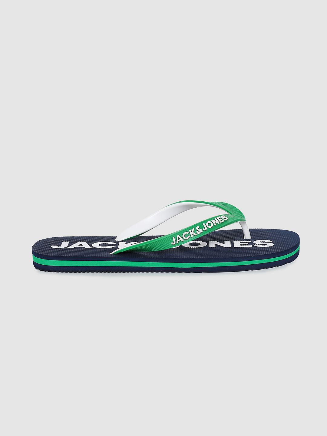Blue Logo Print Flip Flops
