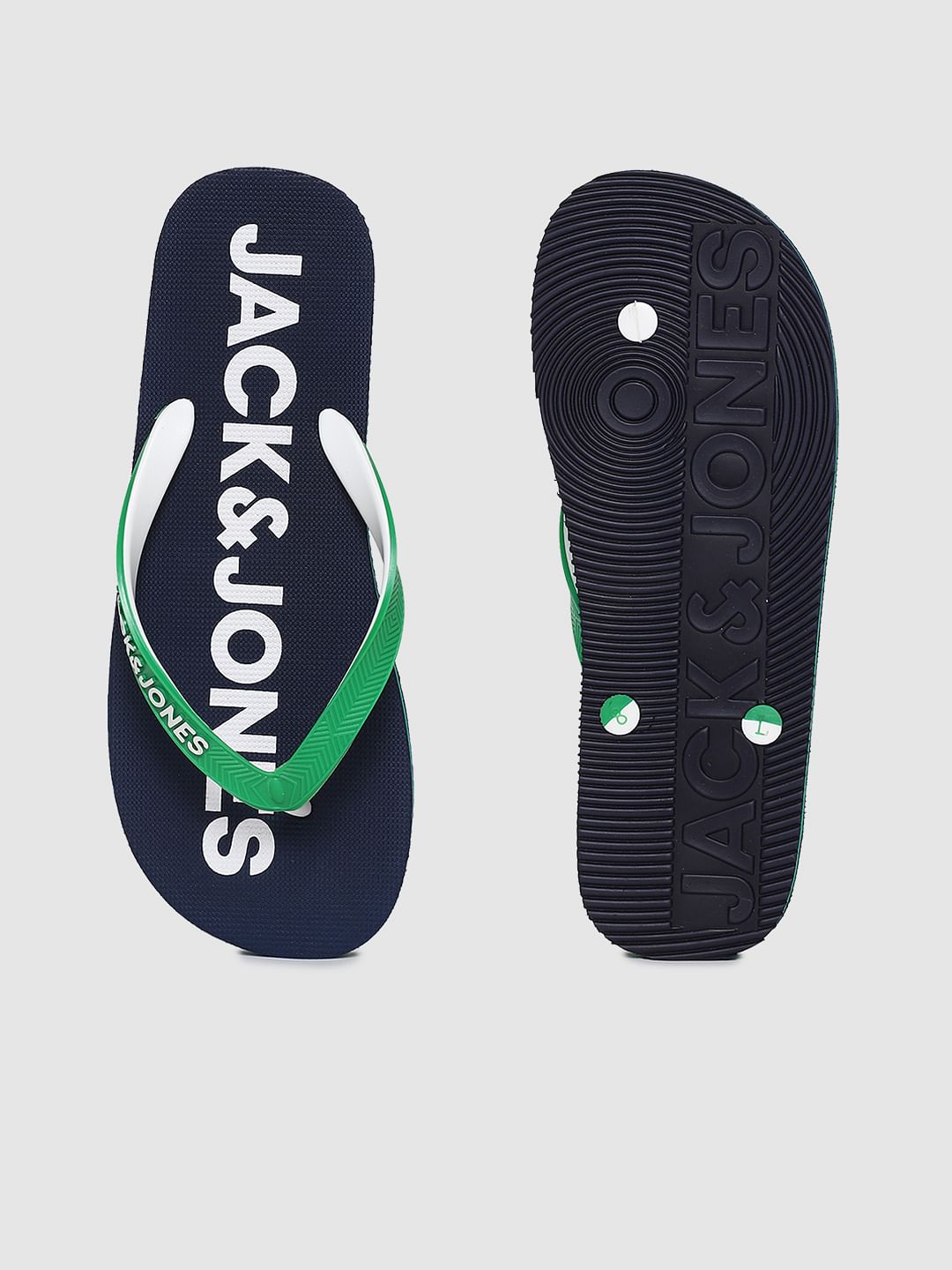 Blue Logo Print Flip Flops