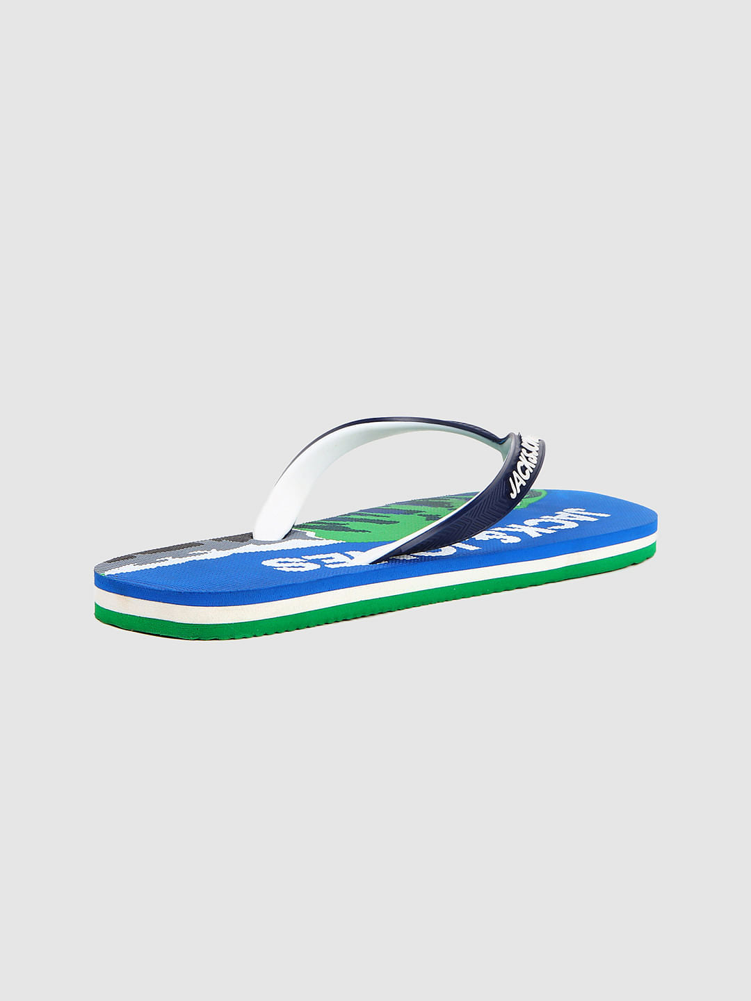 Blue Logo Print Flip Flops