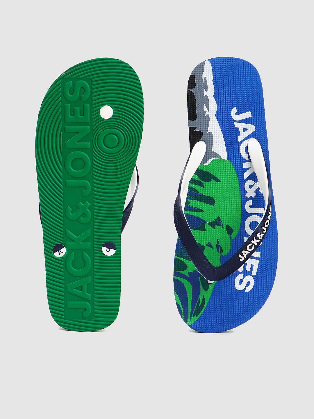 Blue Logo Print Flip Flops