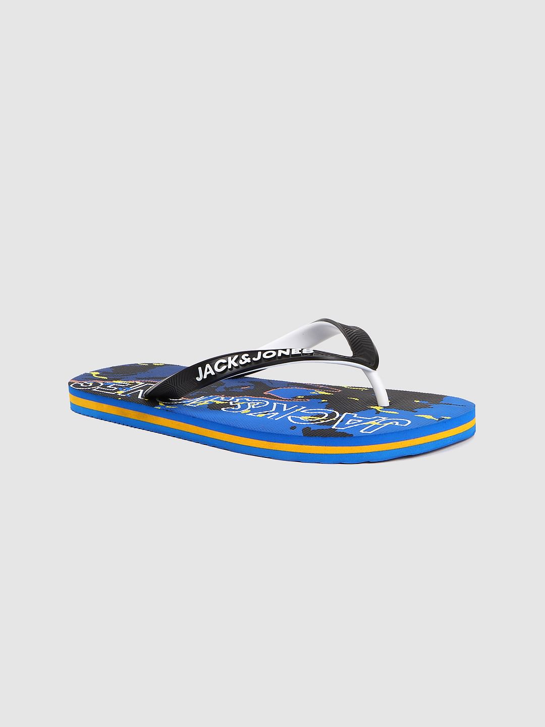 Blue Abstract Print Flip Flops