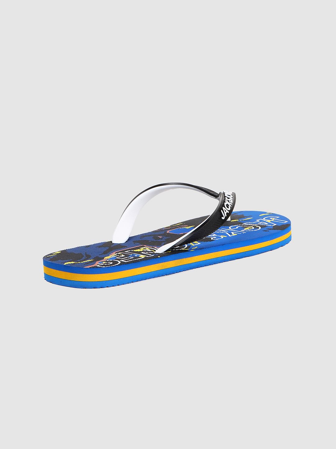 Blue Abstract Print Flip Flops