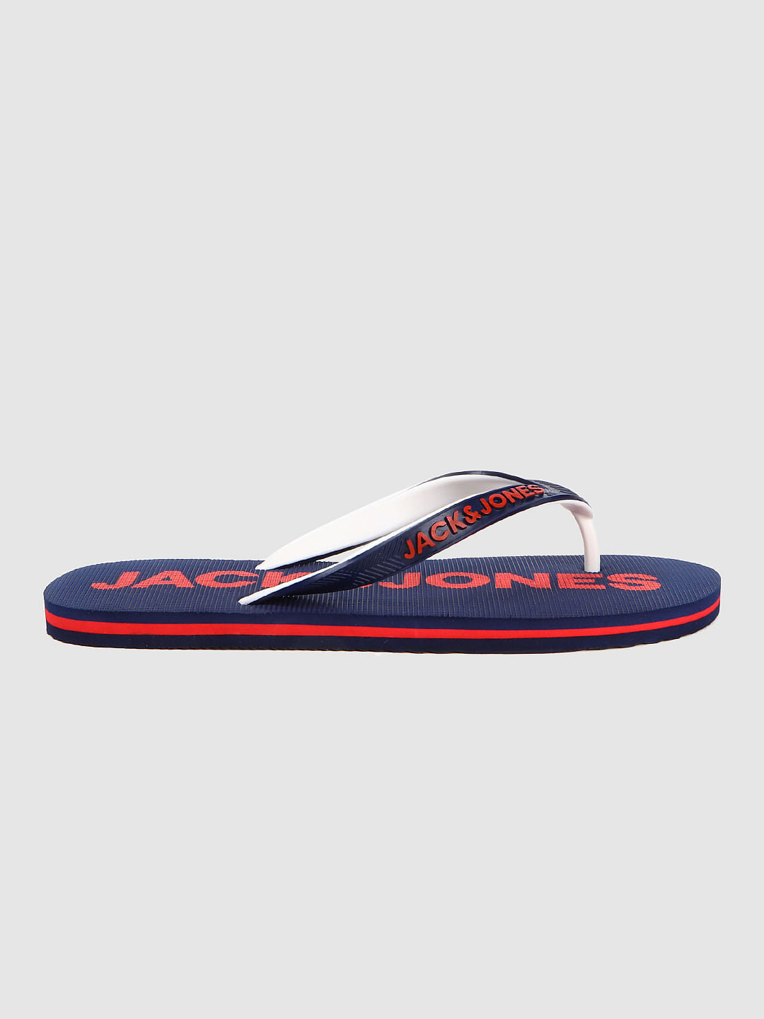 Navy Blue Logo Print Flip Flops