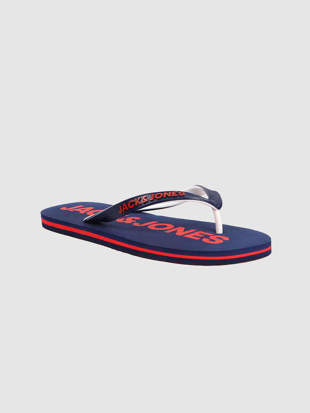 Navy Blue Logo Print Flip Flops