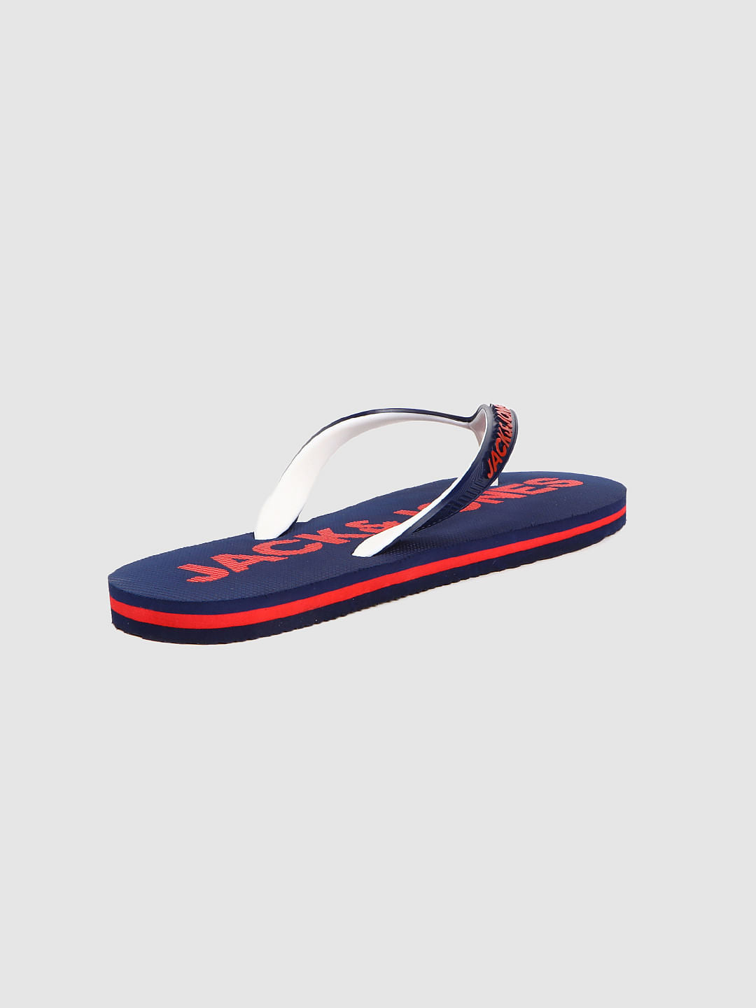 Navy Blue Logo Print Flip Flops