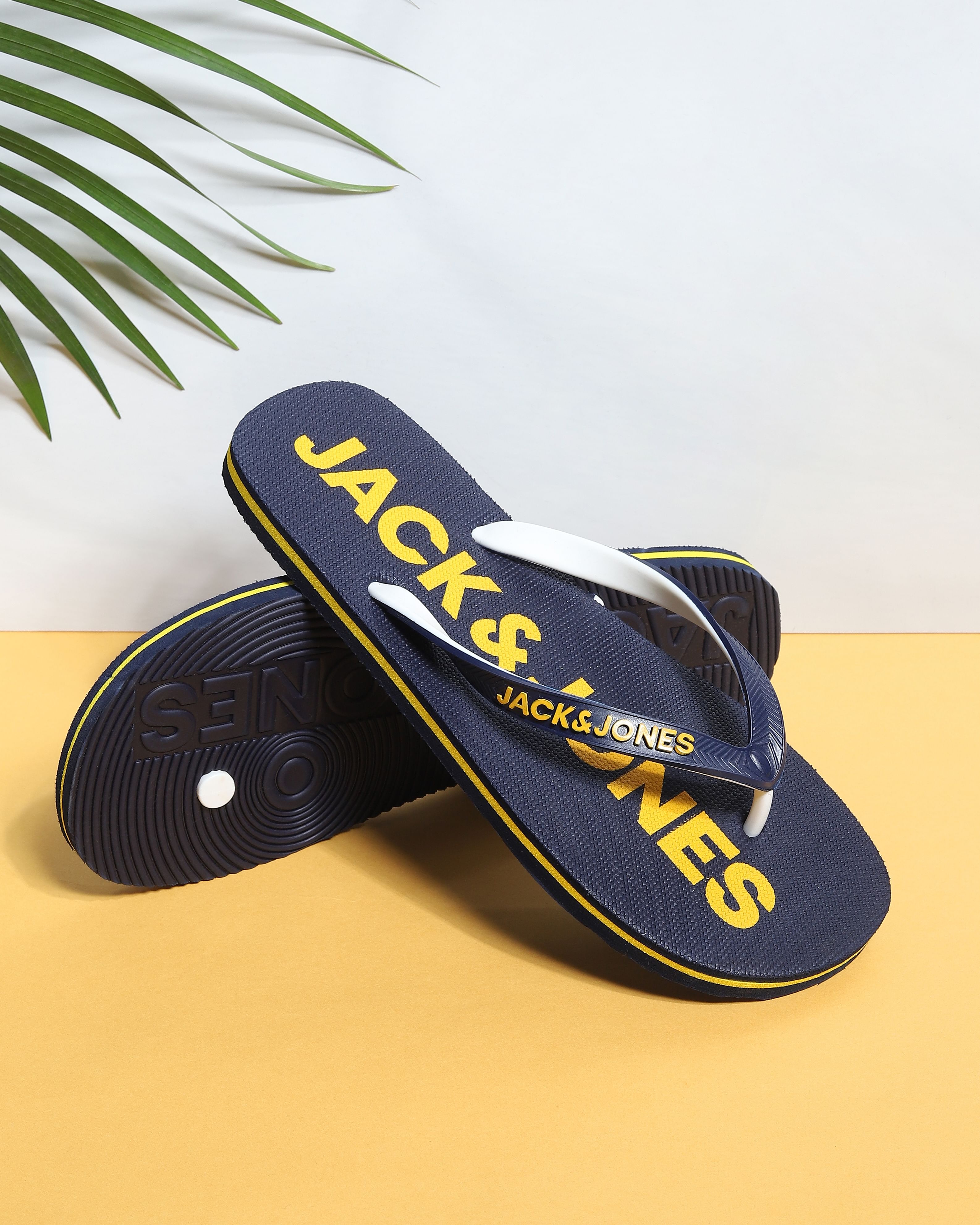 Navy Blue Logo Print Flip Flops