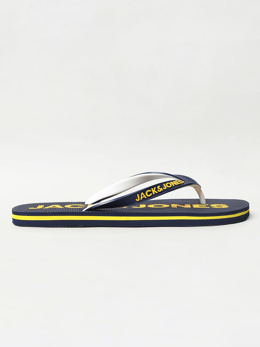 Navy Blue Logo Print Flip Flops